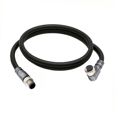 CBO12.4-1.32-C12.4/P ELCO DOUBLE ENDED PATCH CABLE, 4 PIN M12 F/M ELB/STR 1M PUR BLACK 22 AWG