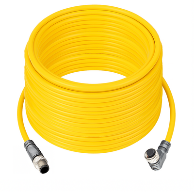 CBO12.4-20.33-C12.4/P ELCO DOUBLE ENDED PATCH CABLE, 4 PIN M12 F/M ELB/STR 20M PUR YELLOW 22 AWG