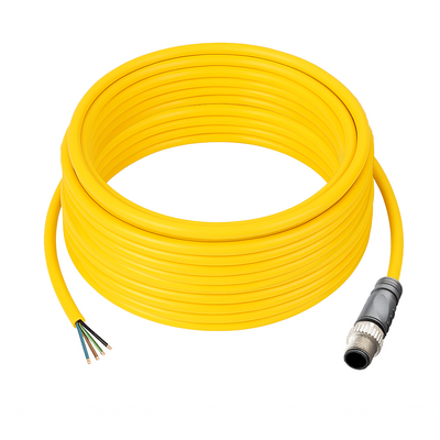 C12.4-10.33 ELCO SINGLE ENDED MICRO CABLE, 4 PIN M12 MALE STRAIGHT PVC YELLOW 22 AWG 10M