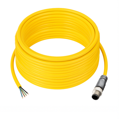 C12.4-15.33 ELCO SINGLE ENDED MICRO CABLE, 4 PIN M12 MALE STRAIGHT PVC YELLOW 22 AWG 15M