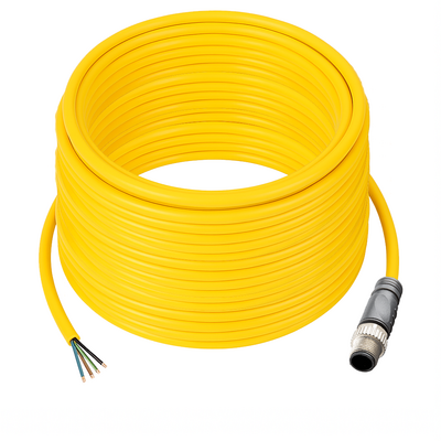 C12.4-20.33 ELCO SINGLE ENDED MICRO CABLE, 4 PIN M12 MALE STRAIGHT PVC YELLOW 22 AWG 20M