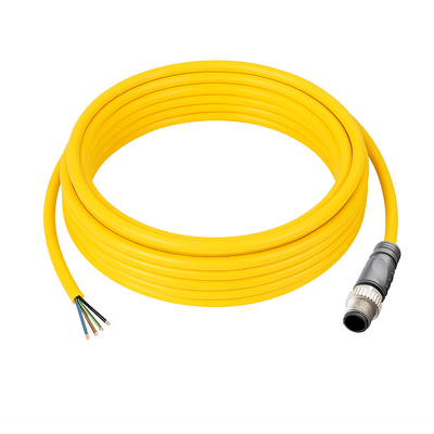 C12.5-5.33 ELCO SINGLE ENDED MICRO CABLE, 5 PIN M12 MALE STRAIGHT PVC YELLOW 22 AWG 5M