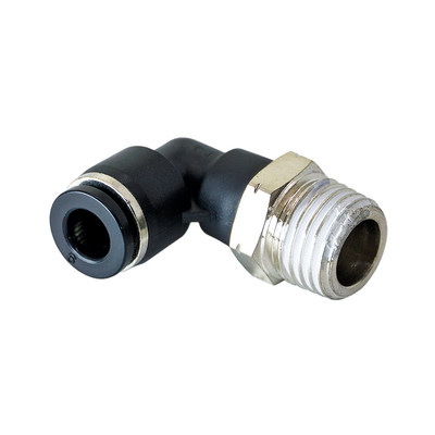 PL6-1/4NPT FLOFLEX FLOFLEX COMPOSITE PUSH-IN PNEUMATIC FITTING, 6MM TUBE X 1/4" NPT MALE 90 DEGREE REDUCING ELBOW