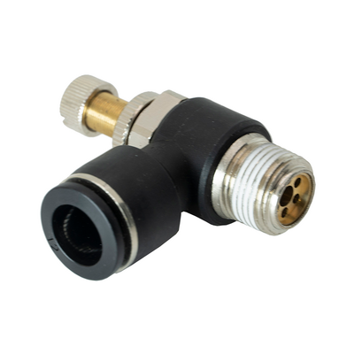 JSC12-3/8PT FLOFLEX FLOFLEX COMPOSITE FLOW CONTROL, 12MM TUBE X 3/8" BSPT MALE REDUCER METER OUT - KNOB ADJUSTMENT