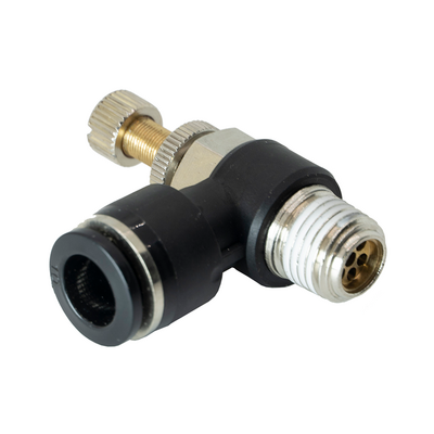 JSC3/8-1/4NPT FLOFLEX FLOFLEX COMPOSITE FLOW CONTROL, 3/8" TUBE X 1/4" NPT MALE REDUCER METER OUT - KNOB ADJUSTMENT