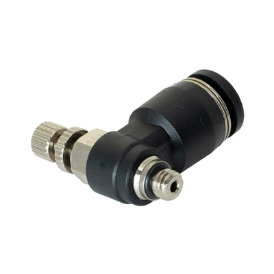 JSC6-M5 FLOFLEX FLOFLEX NPT X PUSH-IN FLOW CONTROL, 6MM TUBE X M5 MALE REDUCER METER OUT - KNOB ADJUSTMENT