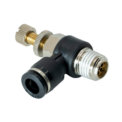 JSC8-1/4NPT FLOFLEX FLOFLEX COMPOSITE FLOW CONTROL, 8MM TUBE X 1/4" NPT MALE REDUCER METER OUT - KNOB ADJUSTMENT