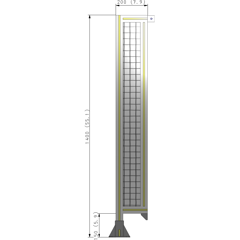 A1-1400-0200-0150-TYMFK SINGLE PANEL-LEG ON LEFT WITH TIE PLATES AND ANGLE 1400MM X 200MM  1" MESH, AS A KIT