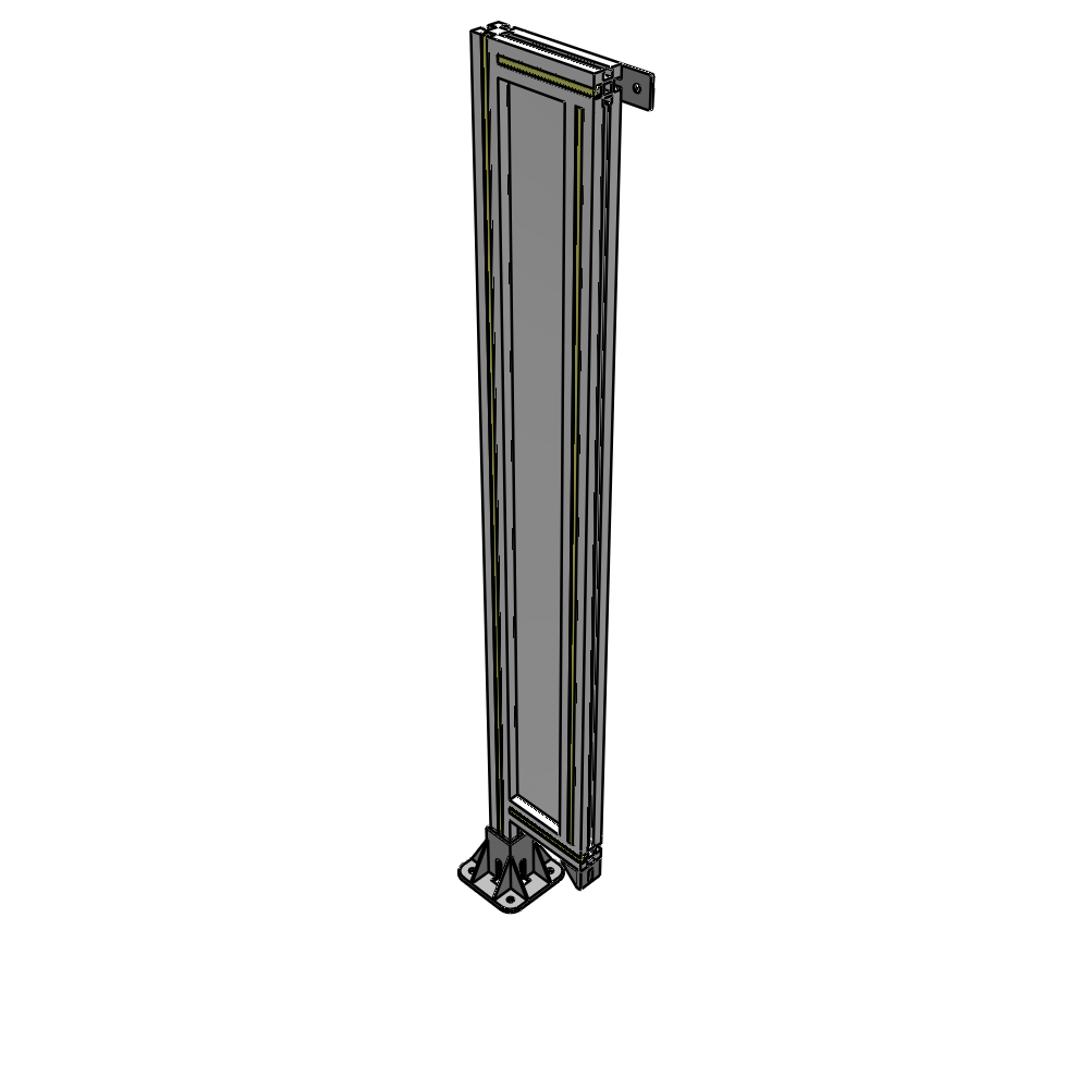 A1-1400-0200-0150-TYPFA SINGLE PANEL-LEG ON LEFT WITH TIE PLATES AND ANGLE 1400MM X 200MM 1/4" POLYCARBONATE, ASSEMBLED