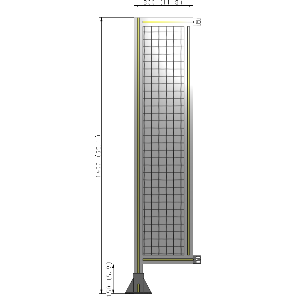 A1-1400-0300-0150-HYMFA SINGLE PANEL-LEG ON LEFT WITH HINGES 1400MM X 300MM 1" MESH, FULLY ASSEMBLED