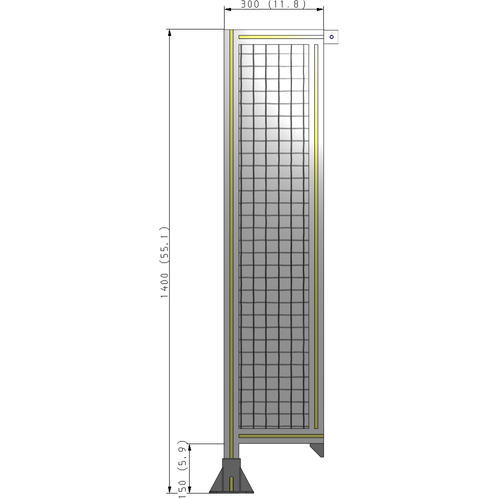 A1-1400-0300-0150-TYMFA SINGLE PANEL-LEG ON LEFT WITH TIE PLATES AND ANGLE 1400MM X 300MM 1" MESH, FULLY ASSEMBLED