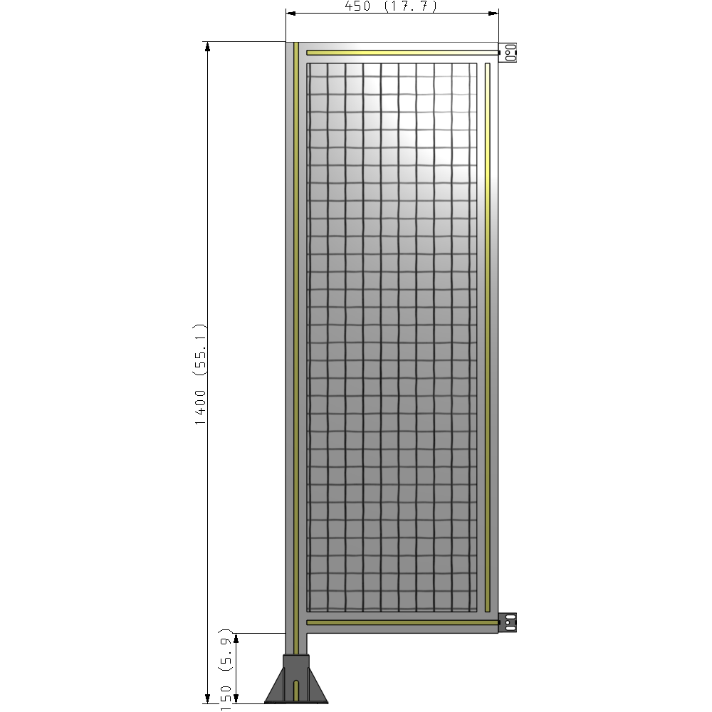 A1-1400-0450-0150-HYMFA SINGLE PANEL-LEG ON LEFT WITH HINGES 1400MM X 450MM 1" MESH, FULLY ASSEMBLED