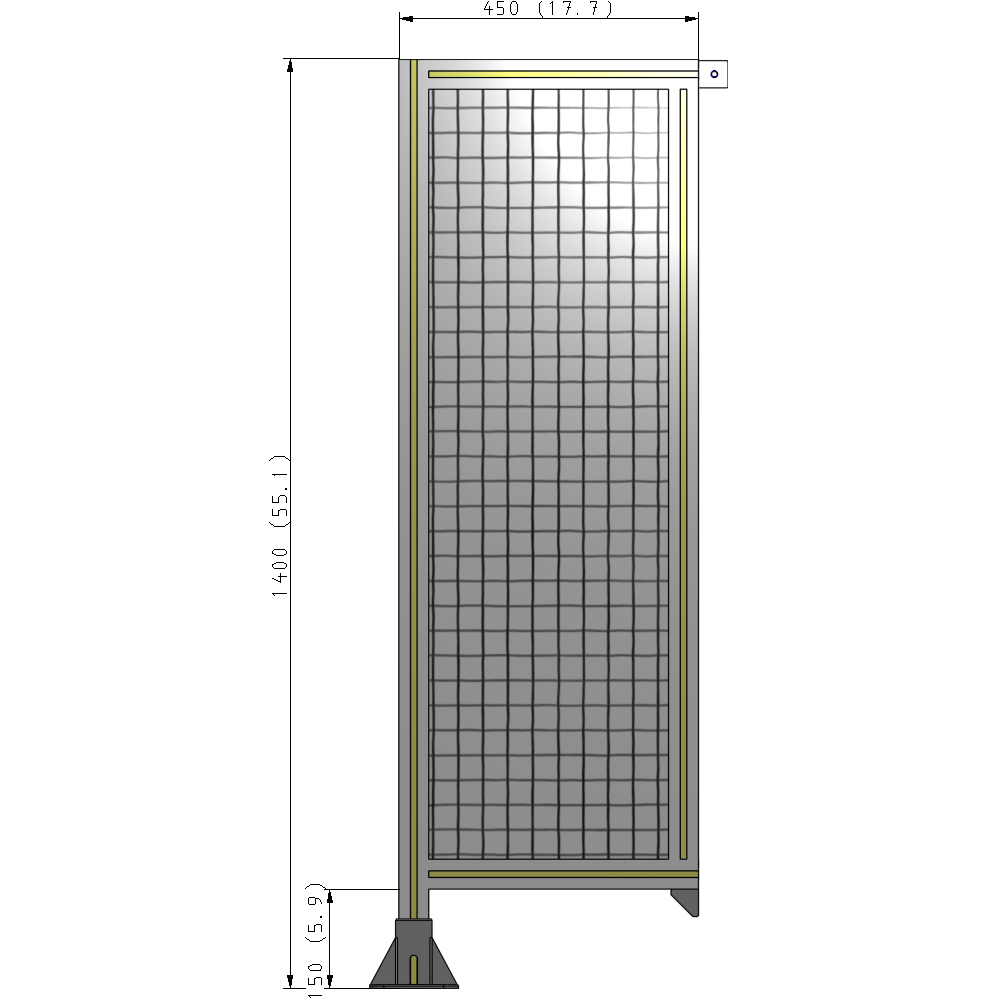 A1-1400-0450-0150-TYMFK SINGLE PANEL-LEG ON LEFT WITH TIE PLATES AND ANGLE 1400MM X 450MM  1" MESH, AS A KIT