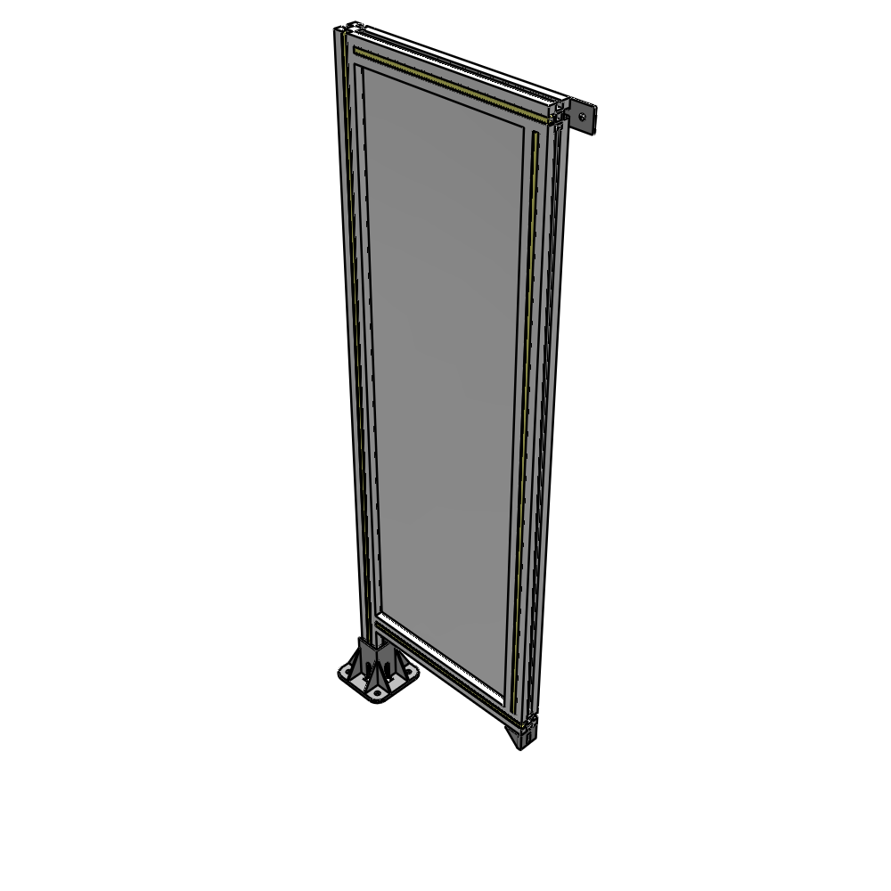 A1-1400-0450-0150-TYPFA SINGLE PANEL-LEG ON LEFT WITH TIE PLATES AND ANGLE 1400MM X 450MM 1/4" POLYCARBONATE, ASSEMBLED