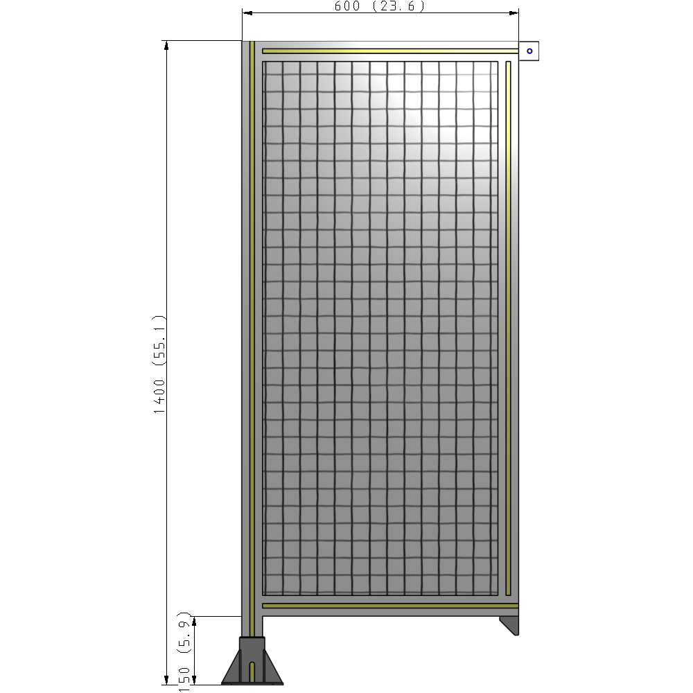A1-1400-0600-0150-TYMFK SINGLE PANEL-LEG ON LEFT WITH TIE PLATES AND ANGLE 1400MM X 600MM  1" MESH, AS A KIT