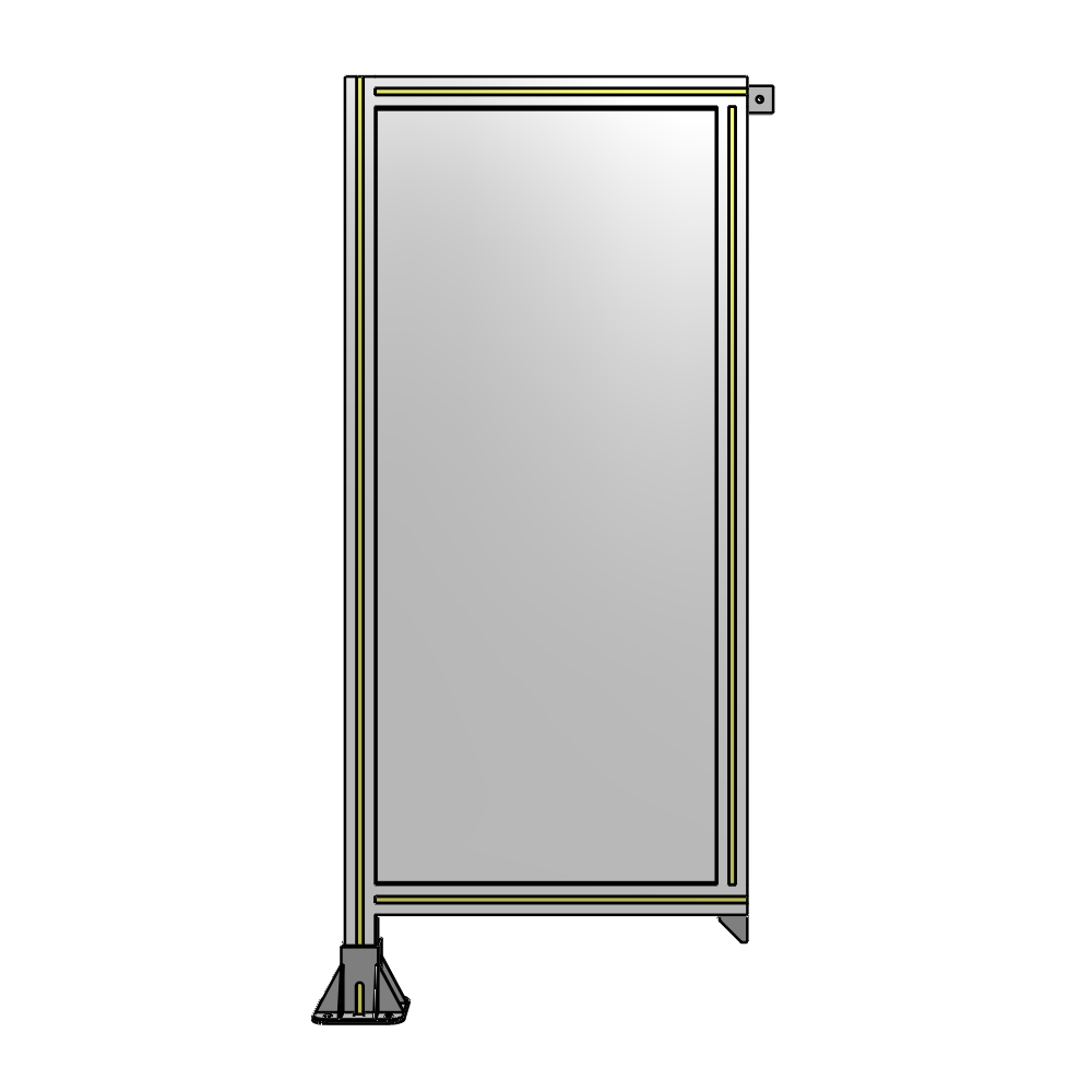 A1-1400-0600-0150-TYPFA SINGLE PANEL-LEG ON LEFT WITH TIE PLATES AND ANGLE 1400MM X 600MM 1/4" POLYCARBONATE, ASSEMBLED
