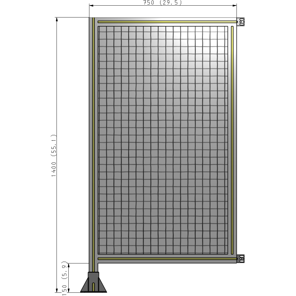 A1-1400-0750-0150-HYMFA SINGLE PANEL-LEG ON LEFT WITH HINGES 1400MM X 750MM 1" MESH, FULLY ASSEMBLED