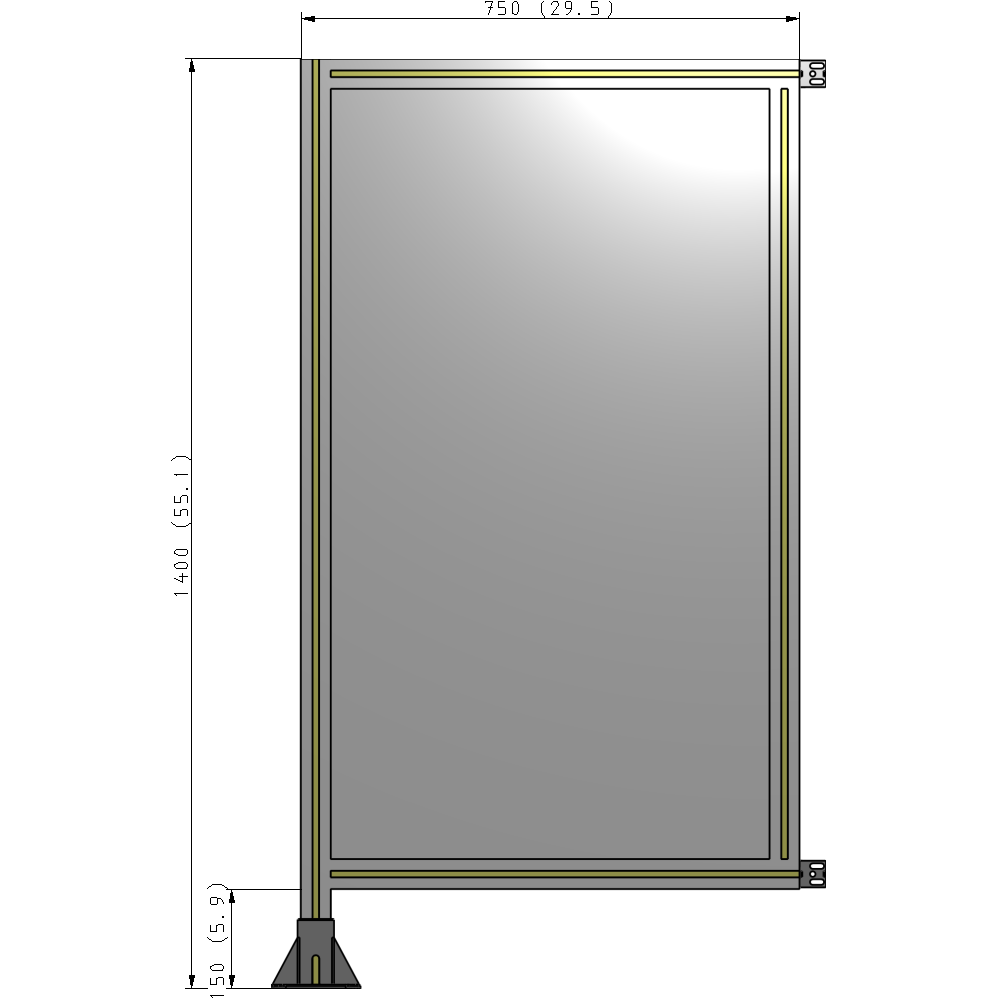A1-1400-0750-0150-HYPFK SINGLE PANEL-LEG ON LEFT WITH HINGES 1400MM X 750MM 1/4" POLYCARBONATE, AS A KIT