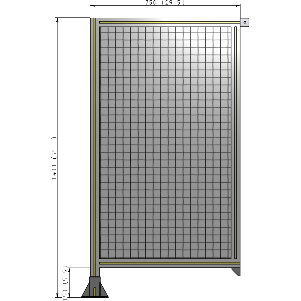 A1-1400-0750-0150-TYMFK SINGLE PANEL-LEG ON LEFT WITH TIE PLATES AND ANGLE 1400MM X 750MM  1" MESH, AS A KIT