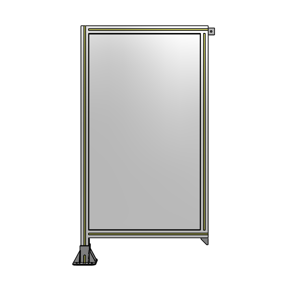 A1-1400-0750-0150-TYPFA SINGLE PANEL-LEG ON LEFT WITH TIE PLATES AND ANGLE 1400MM X 750MM 1/4" POLYCARBONATE, ASSEMBLED