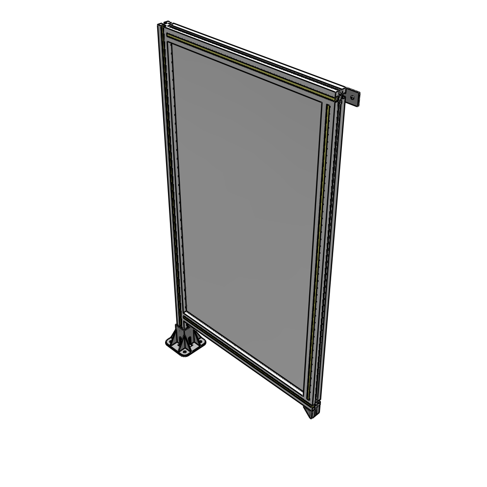 A1-1400-0750-0150-TYPFA SINGLE PANEL-LEG ON LEFT WITH TIE PLATES AND ANGLE 1400MM X 750MM 1/4" POLYCARBONATE, ASSEMBLED