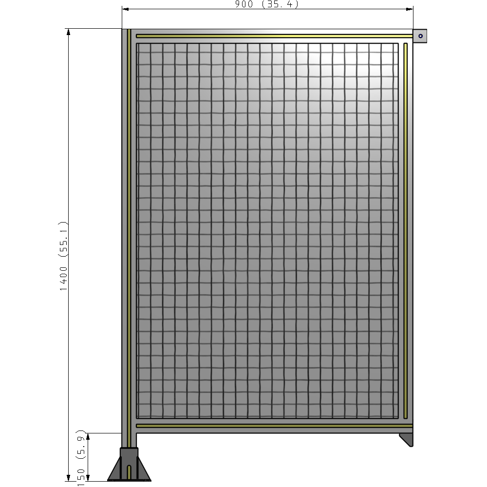 A1-1400-0900-0150-TYMFA SINGLE PANEL-LEG ON LEFT WITH TIE PLATES AND ANGLE 1400MM X 900MM 1" MESH, FULLY ASSEMBLED