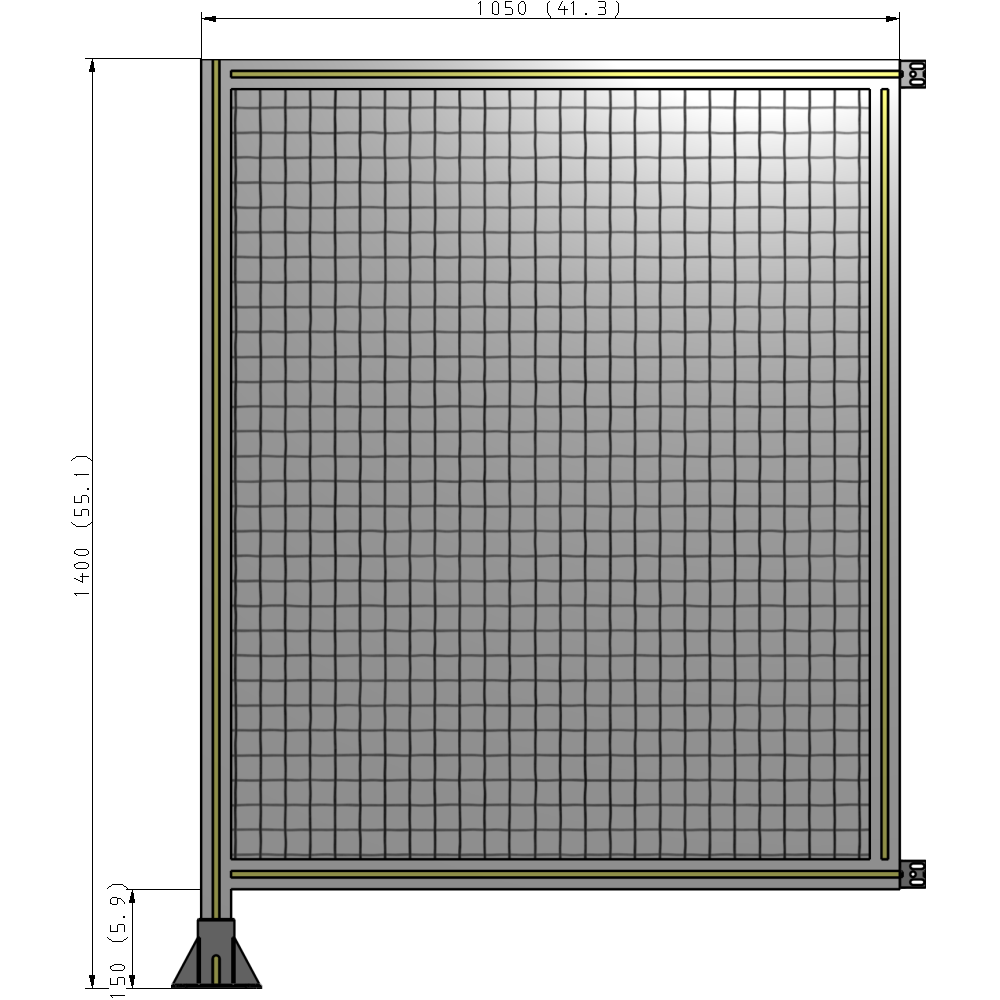 A1-1400-1050-0150-HYMFA SINGLE PANEL-LEG ON LEFT WITH HINGES 1400MM X 1050MM  1" MESH, FULLY ASSEMBLED