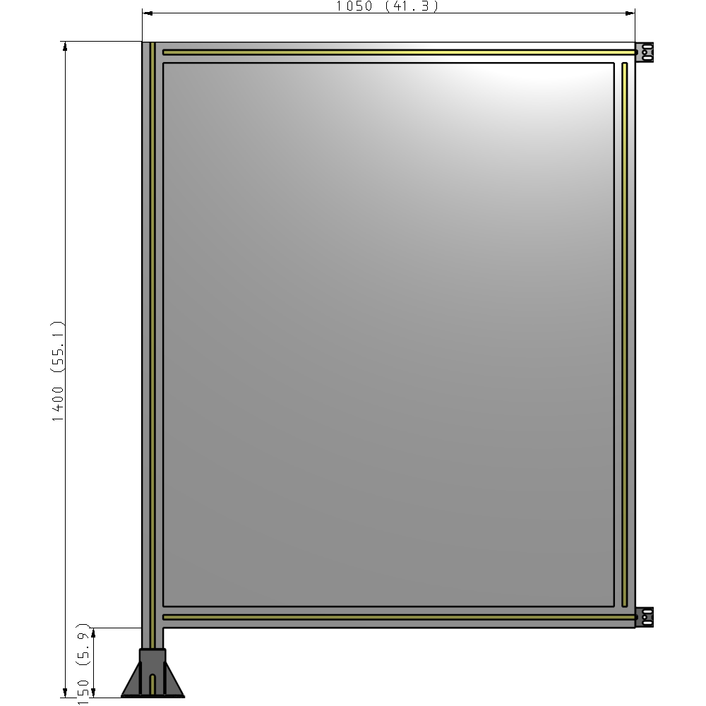 A1-1400-1050-0150-HYPFK SINGLE PANEL-LEG ON LEFT WITH HINGES 1400MM X 1050MM  1/4" POLYCARBONATE, AS A KIT