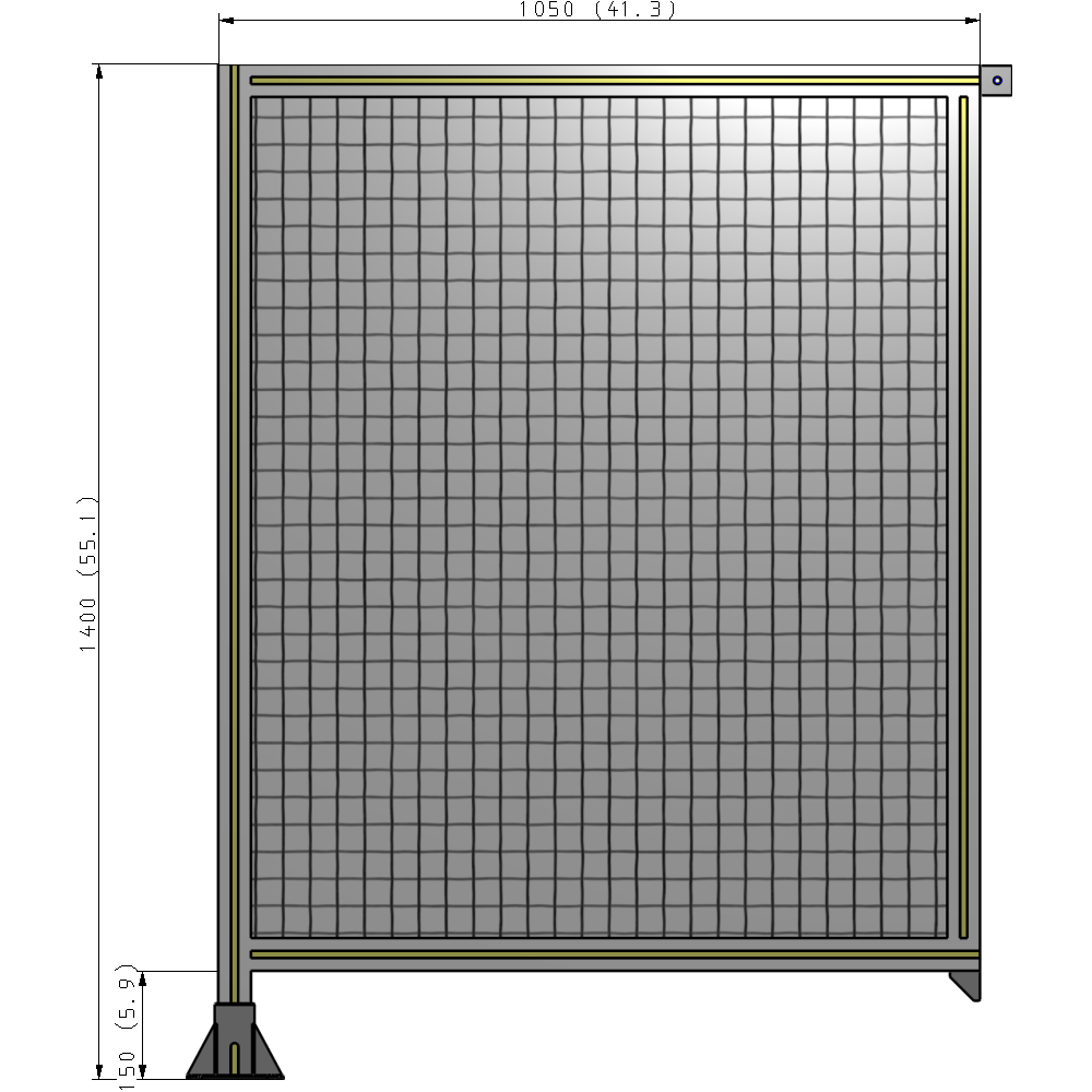 A1-1400-1050-0150-TYMFA SINGLE PANEL-LEG ON LEFT WITH TIE PLATES AND ANGLE 1400MM X 1050MM  1" MESH, FULLY ASSEMBLED
