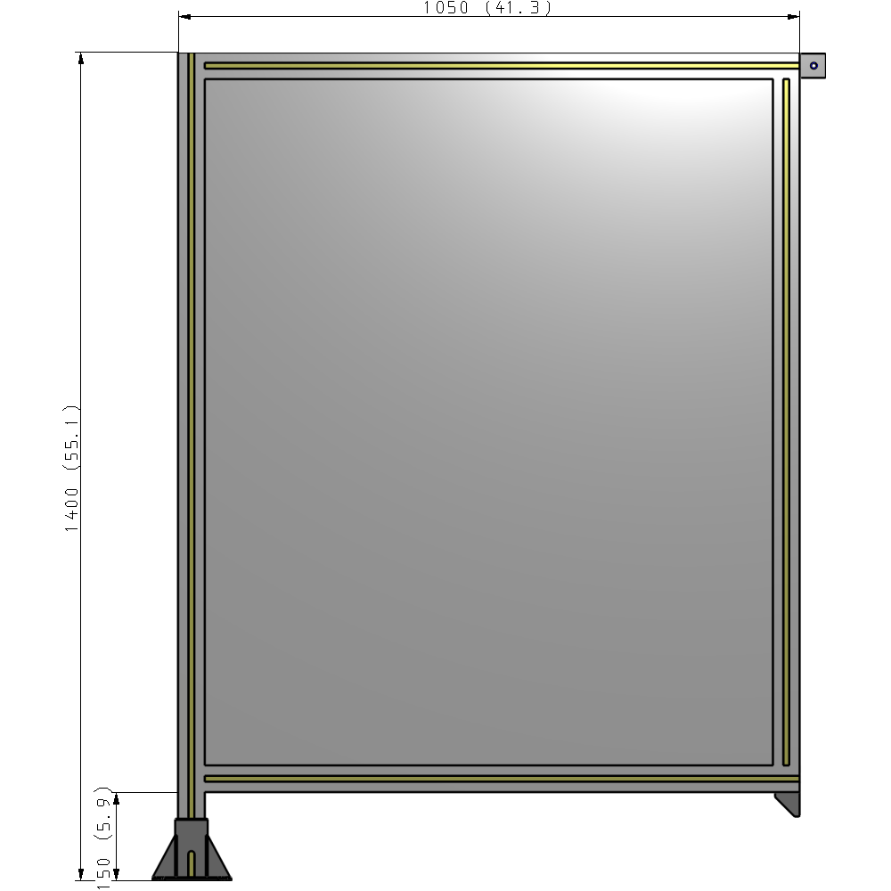 A1-1400-1050-0150-TYPFK SINGLE PANEL-LEG ON LEFT WITH TIE PLATES AND ANGLE 1400MM X 1050MM  1/4" POLYCARBONATE, AS A KIT