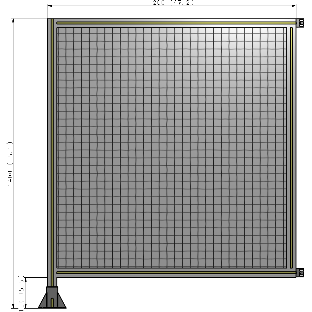 A1-1400-1200-0150-HYMFK SINGLE PANEL-LEG ON LEFT WITH HINGES 1400MM X 1200MM  1" MESH, AS A KIT