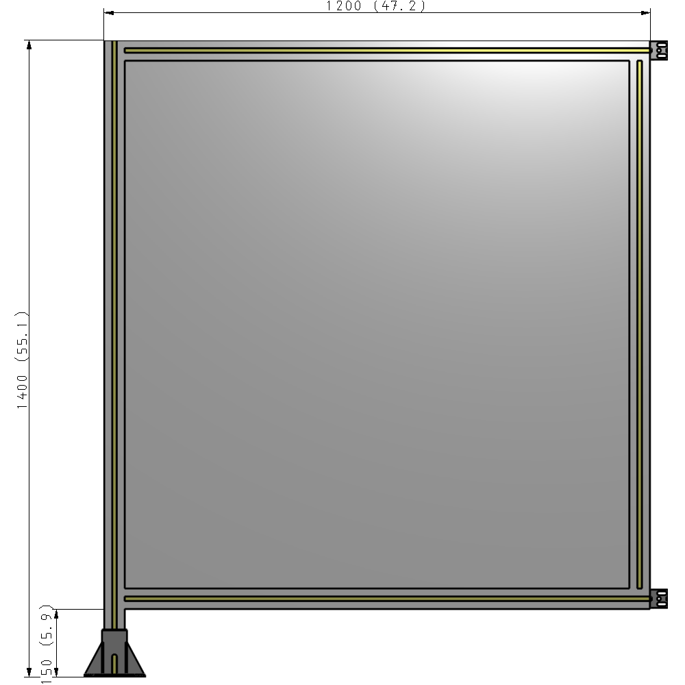A1-1400-1200-0150-HYPFA SINGLE PANEL-LEG ON LEFT WITH HINGES 1400MM X 1200MM 1/4" POLYCARBONATE, FULLY ASSEMBLED