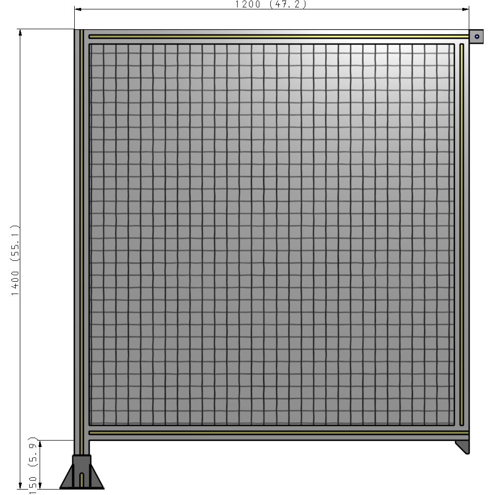 A1-1400-1200-0150-TYMFK SINGLE PANEL-LEG ON LEFT WITH TIE PLATES AND ANGLE 1400MM X 1200MM  1" MESH, AS A KIT
