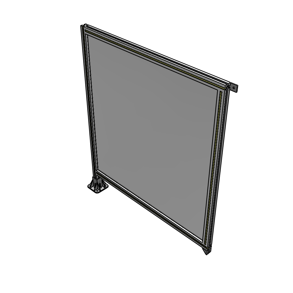 A1-1400-1200-0150-TYPFA SINGLE PANEL-LEG ON LEFT WITH TIE PLATES AND ANGLE 1400MM X 1200MM 1/4" POLYCARBONATE, ASSEMBLED