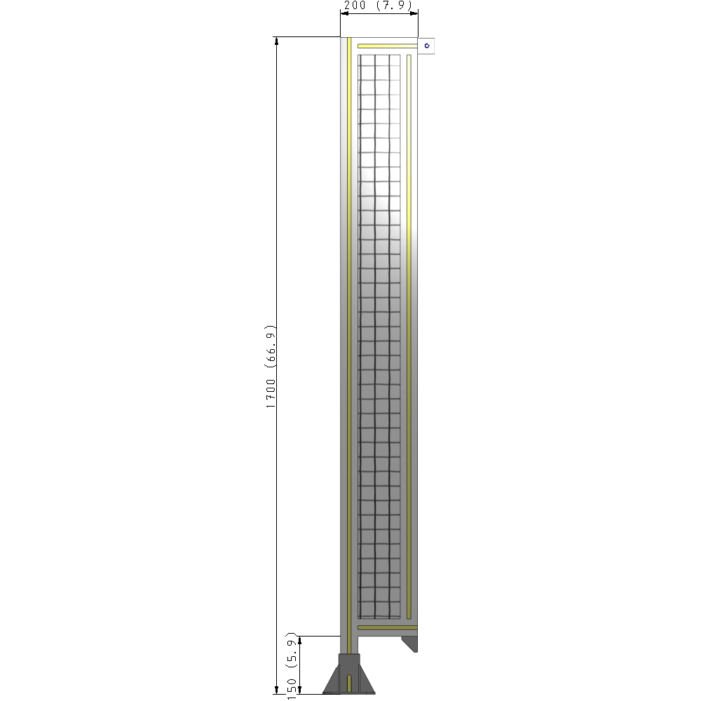 A1-1700-0200-0150-TYMFA SINGLE PANEL-LEG ON LEFT WITH TIE PLATES AND ANGLE 1700MM X 200MM  1" MESH, FULLY ASSEMBLED