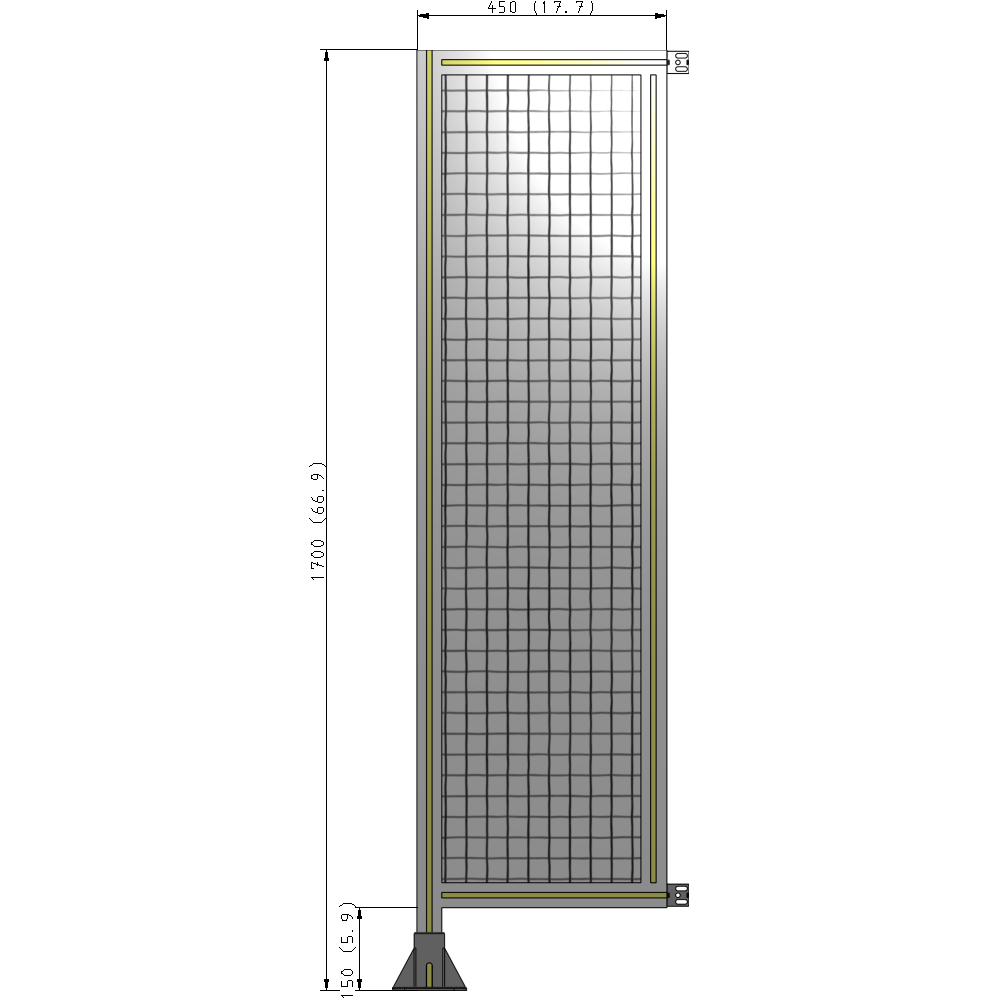 A1-1700-0450-0150-HYMFA SINGLE PANEL-LEG ON LEFT WITH HINGES 1700MM X 450MM  1" MESH, FULLY ASSEMBLED