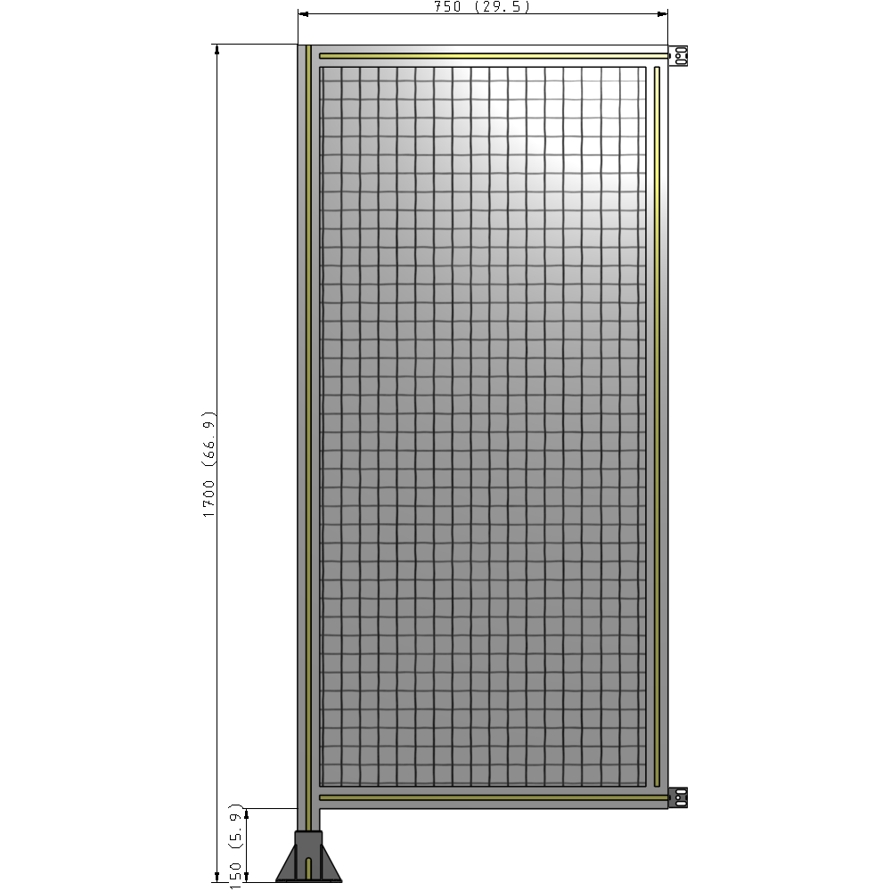 A1-1700-0750-0150-HYMFK SINGLE PANEL-LEG ON LEFT WITH HINGES 1700MM X 750MM  1" MESH, AS A KIT