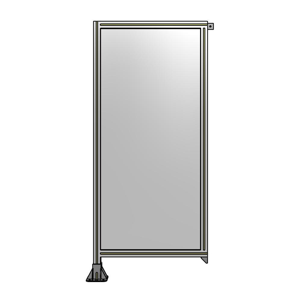 A1-1700-0750-0150-TYPFA SINGLE PANEL-LEG ON LEFT WITH TIE PLATES AND ANGLE 1700MM X 750MM  1/4" POLYCARBONATE, ASSEMBLED