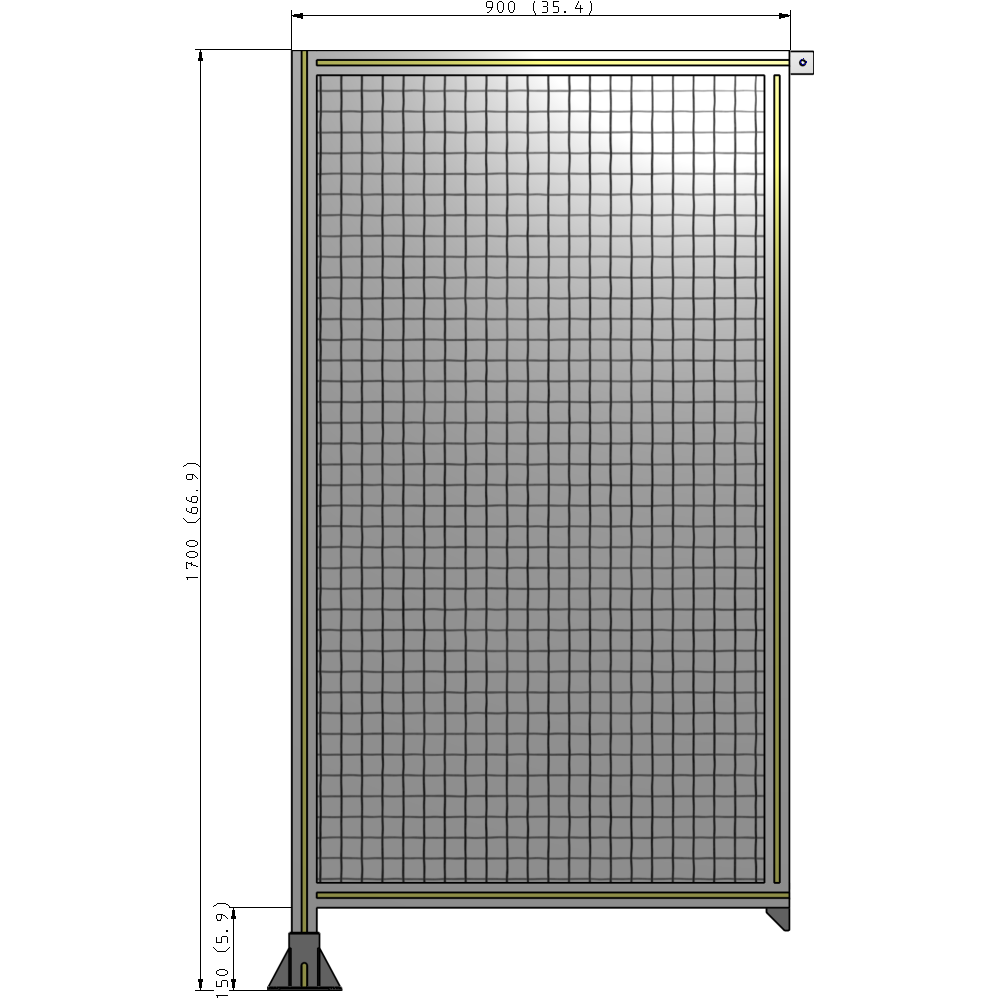 A1-1700-0900-0150-TYMFA SINGLE PANEL-LEG ON LEFT WITH TIE PLATES AND ANGLE 1700MM X 900MM  1" MESH, FULLY ASSEMBLED