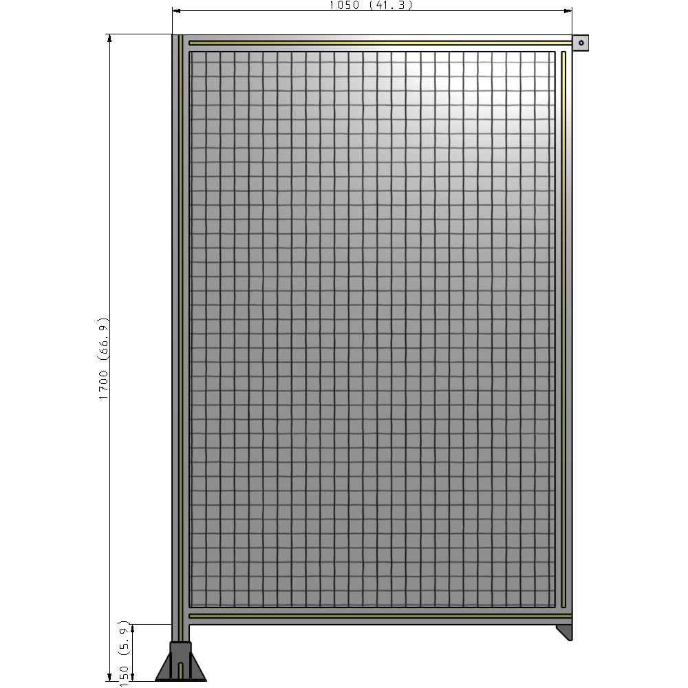 A1-1700-1050-0150-TYMFA SINGLE PANEL-LEG ON LEFT WITH TIE PLATES AND ANGLE 1700MM X 1050MM  1" MESH, FULLY ASSEMBLED