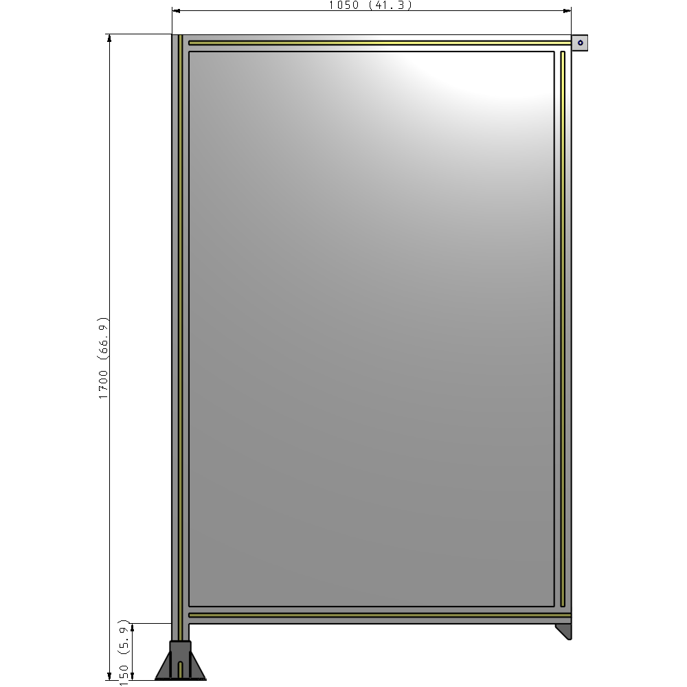 A1-1700-1050-0150-TYPFK SINGLE PANEL-LEG ON LEFT WITH TIE PLATES AND ANGLE 1700MM X 1050MM  1/4" POLYCARBONATE, AS A KIT