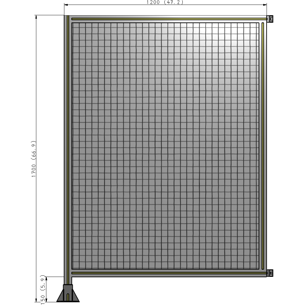 A1-1700-1200-0150-HYMFK SINGLE PANEL-LEG ON LEFT WITH HINGES 1700MM X 1200MM  1" MESH, AS A KIT