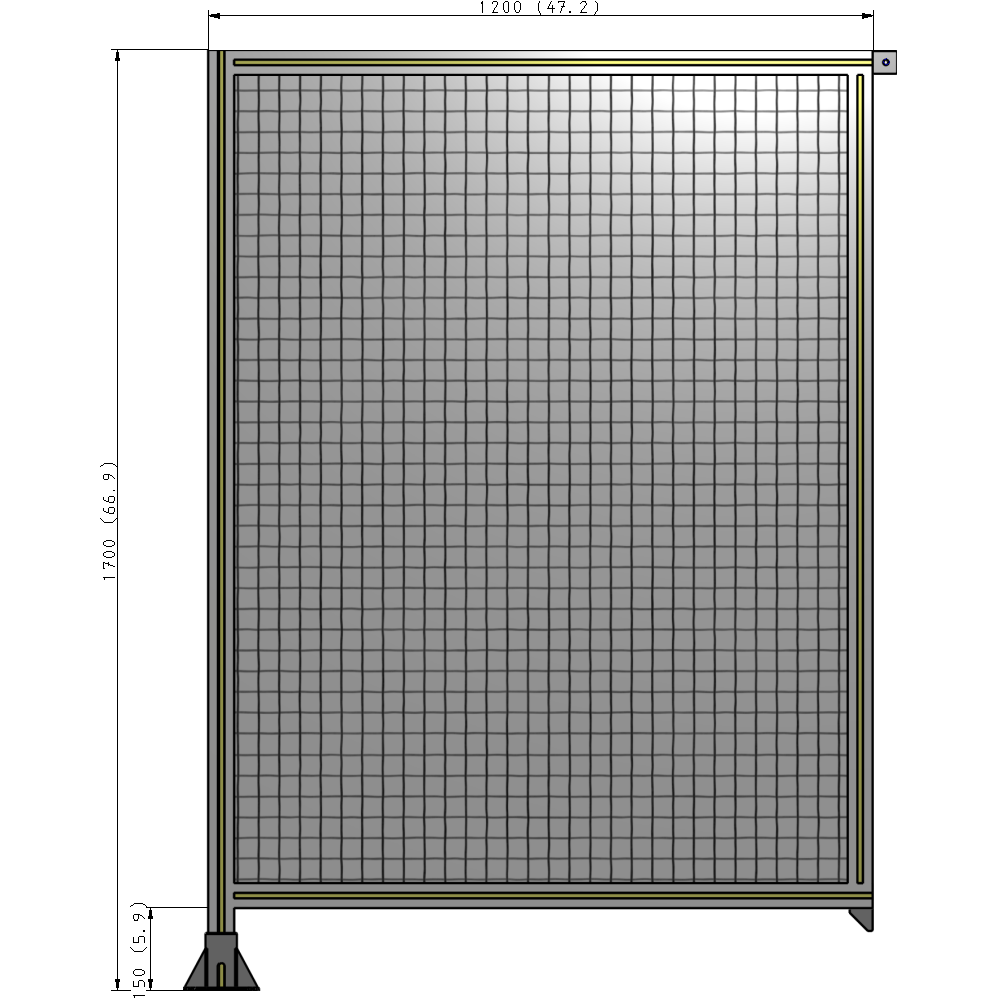 A1-1700-1200-0150-TYMFK SINGLE PANEL-LEG ON LEFT WITH TIE PLATES AND ANGLE 1700MM X 1200MM  1" MESH, AS A KIT