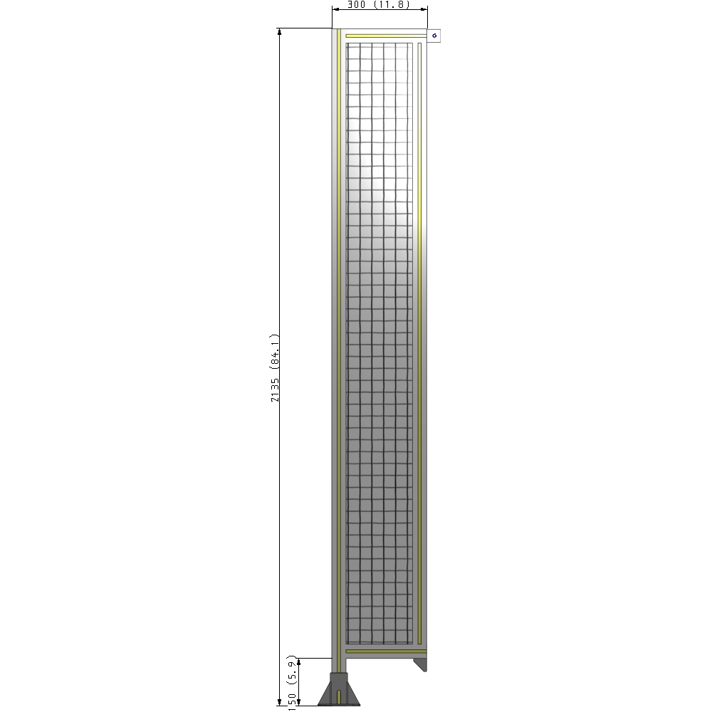 A1-2135-0300-0150-TYMFK SINGLE PANEL-LEG ON LEFT WITH TIE PLATES AND ANGLE 2135MM X 300MM  1" MESH, AS A KIT