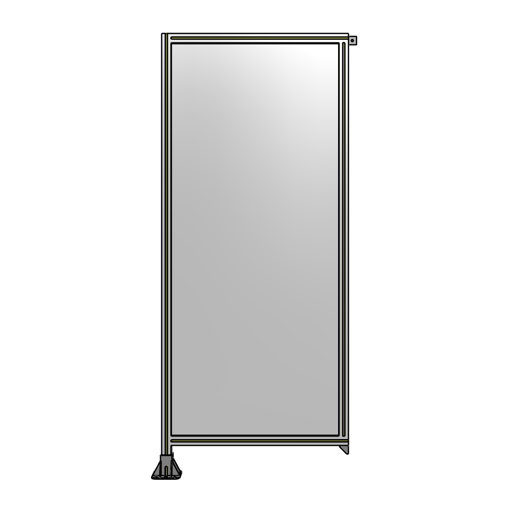A1-2135-0900-0150-TYPFA SINGLE PANEL-LEG ON LEFT WITH TIE PLATES AND ANGLE 2135MM X 900MM  1/4" POLYCARBONATE, ASSEMBLED