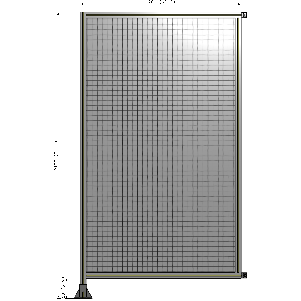 A1-2135-1200-0150-HYMFK SINGLE PANEL-LEG ON LEFT WITH HINGES 2135MM X 1200MM  1" MESH, AS A KIT