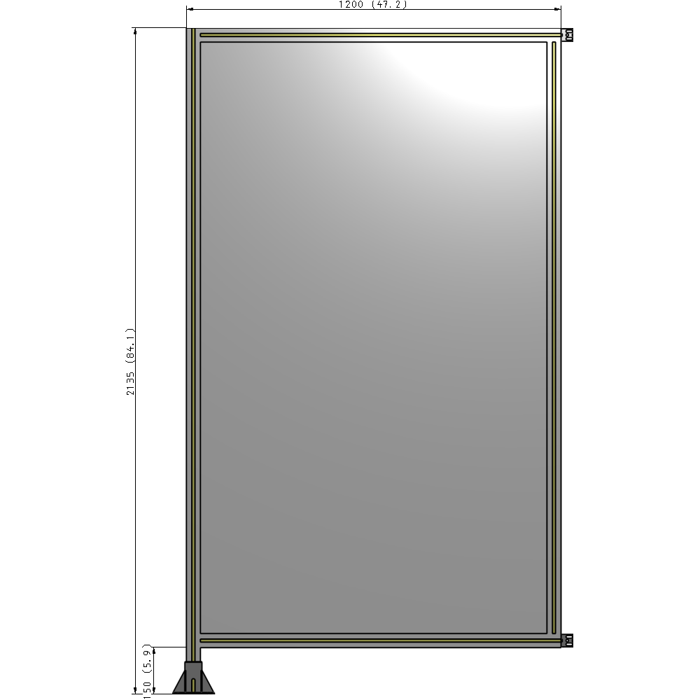 A1-2135-1200-0150-HYPFK SINGLE PANEL-LEG ON LEFT WITH HINGES 2135MM X 1200MM 1/4" POLYCARBONATE, AS A KIT