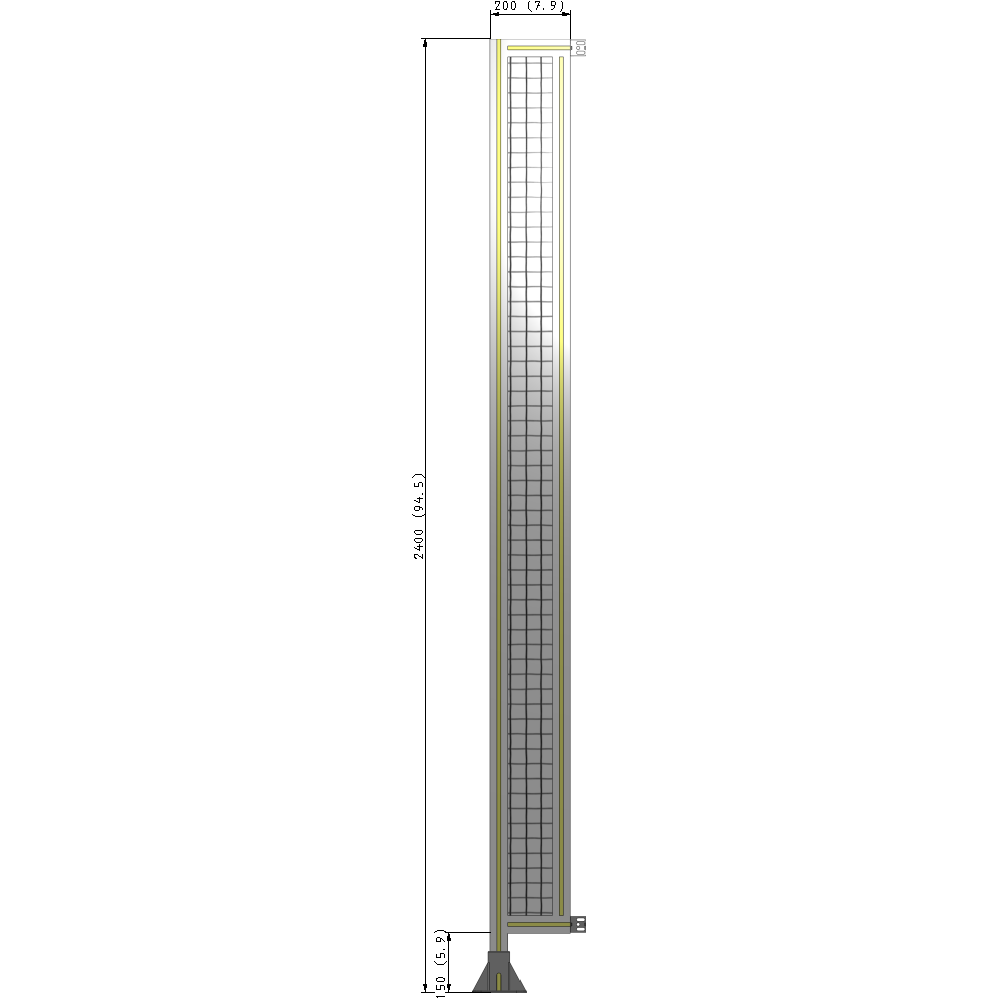 A1-2400-0200-0150-HYMFK SINGLE PANEL-LEG ON LEFT WITH HINGES 2400MM X 200MM 1" MESH, AS A KIT