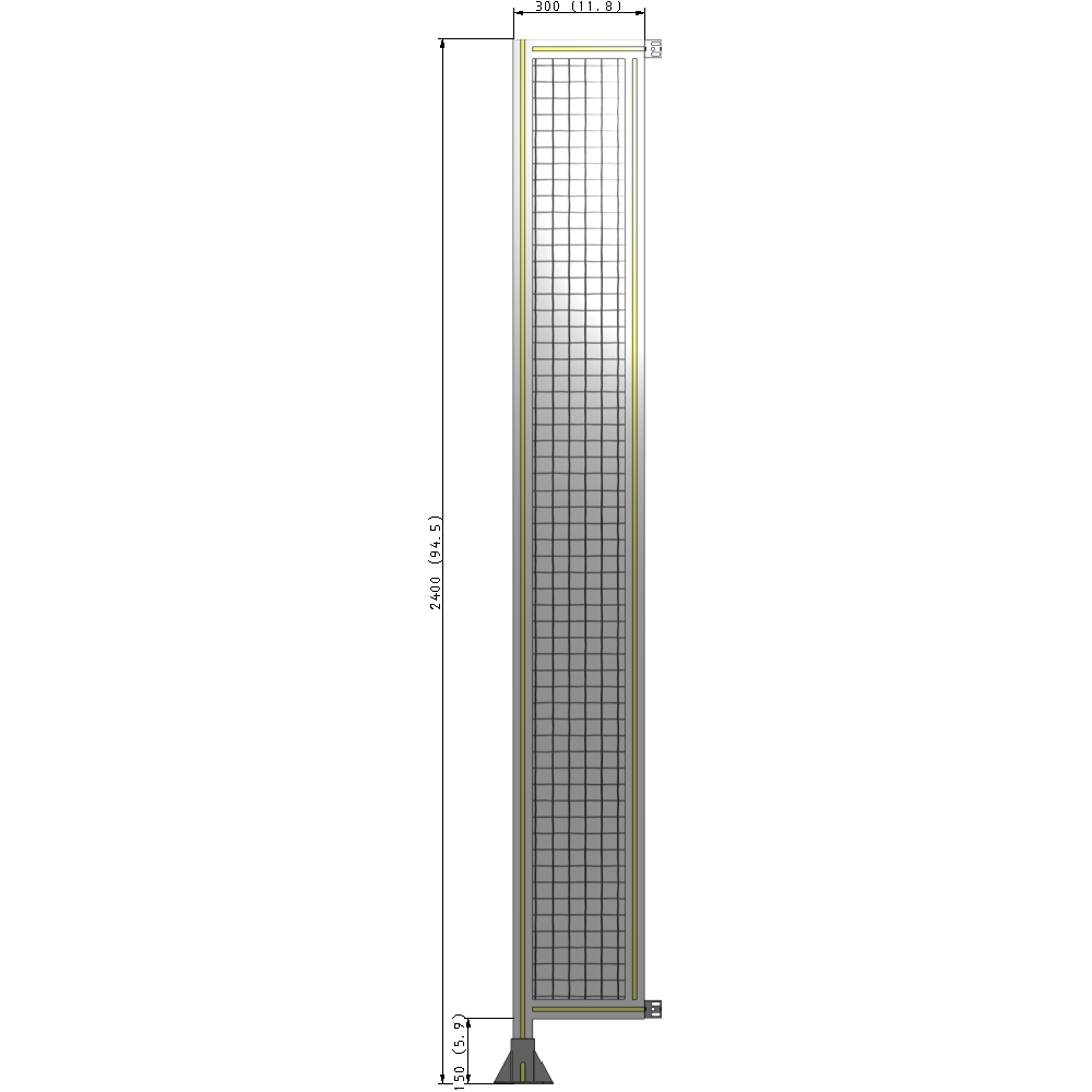 A1-2400-0300-0150-HYMFK SINGLE PANEL-LEG ON LEFT WITH HINGES 2400MM X 300MM 1" MESH, AS A KIT