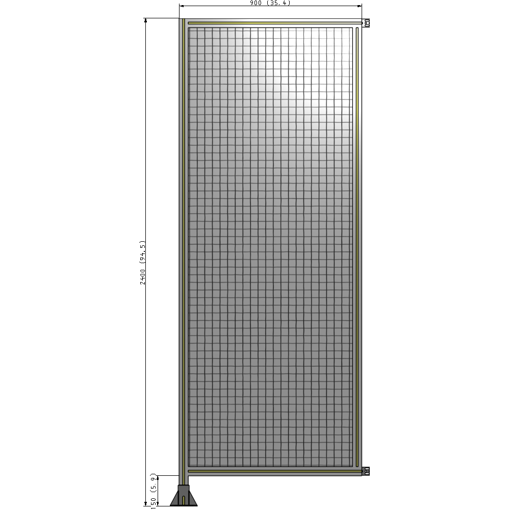 A1-2400-0900-0150-HYMFA SINGLE PANEL-LEG ON LEFT WITH HINGES 2400MM X 900MM  1" MESH, FULLY ASSEMBLED